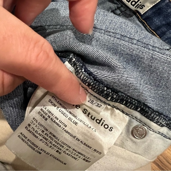 Acne Studios Skin 5 Used Blue Mid Rise Super Skinny Leg Stretch Denim Jeans - Picture 6 of 9